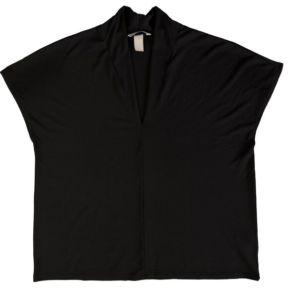 H&M Oversized Draped V‑Neck Tunic Minimalist Top L – Black Polyester‑Elastane - Picture 5 of 10